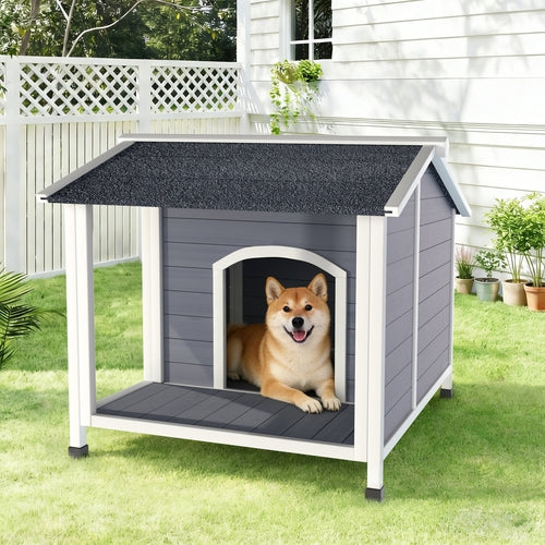 Niche pour chien en bois d'extérieur – Abri pour chien résistant aux intempéries avec toit en asphalte,