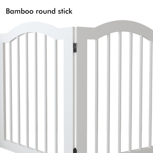 27.6" Tall Freestanding Wooden Pet Gate – Foldable 4-Panel Dog Safety