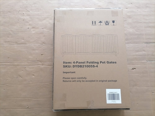 27.6" Tall Freestanding Wooden Pet Gate – Foldable 4-Panel Dog Safety