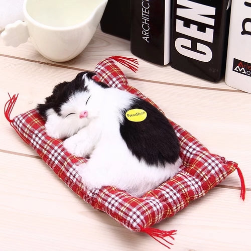 Peluche chat endormi avec son